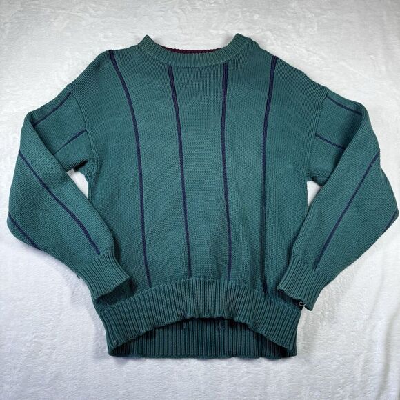 Vintage 90s Eddie Bauer Thick Knit Chunky Sweater Size L Green - Picture 1 of 12